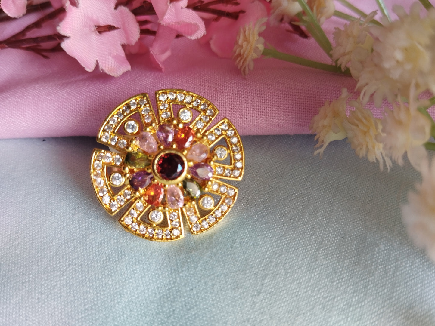 Vanya AD Work & Stone Adjustable Ring
