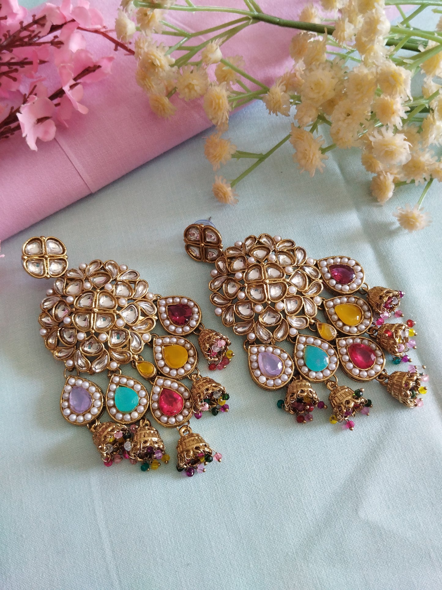 Mannat Chandbali Earrings - Multi