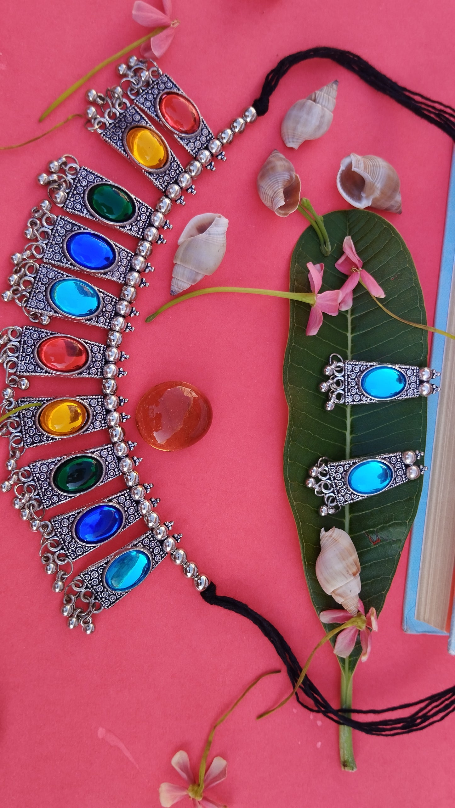 Oxidised Mehran Necklace Set with Earrings
