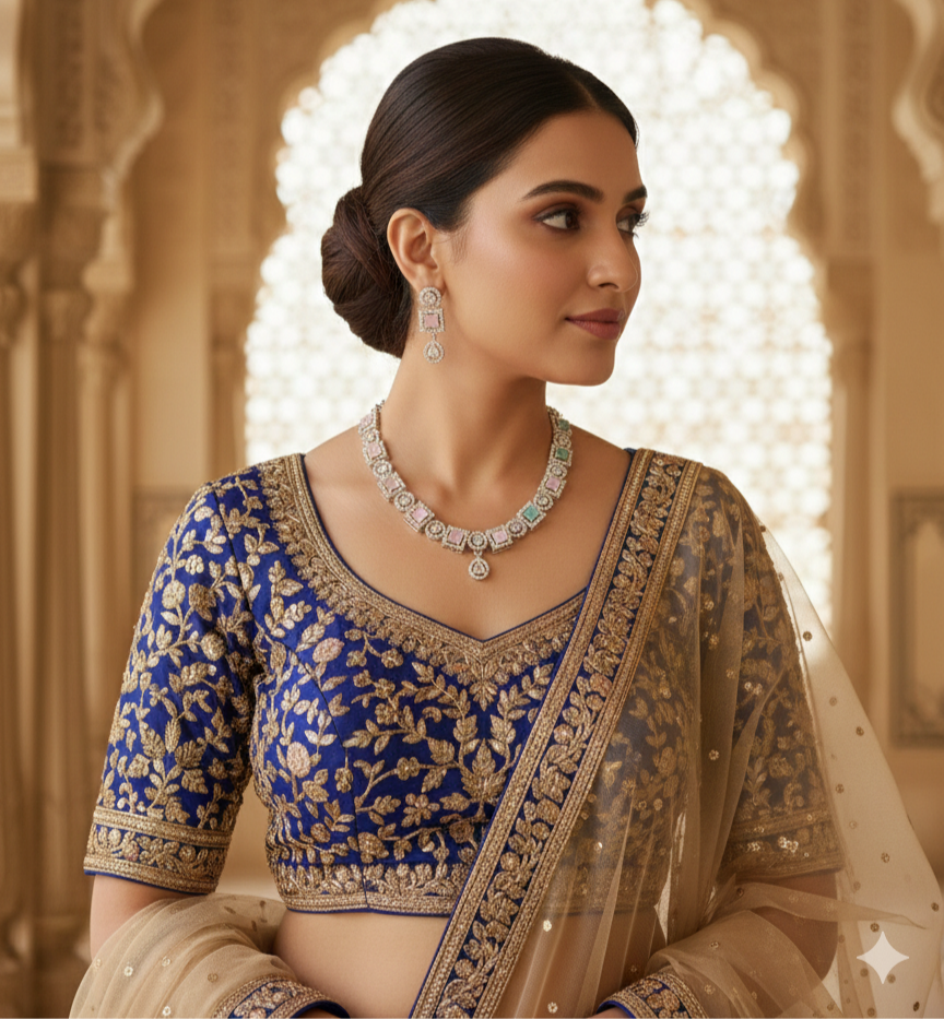 Anvi Premium AD Necklace Set - Pastel Colour