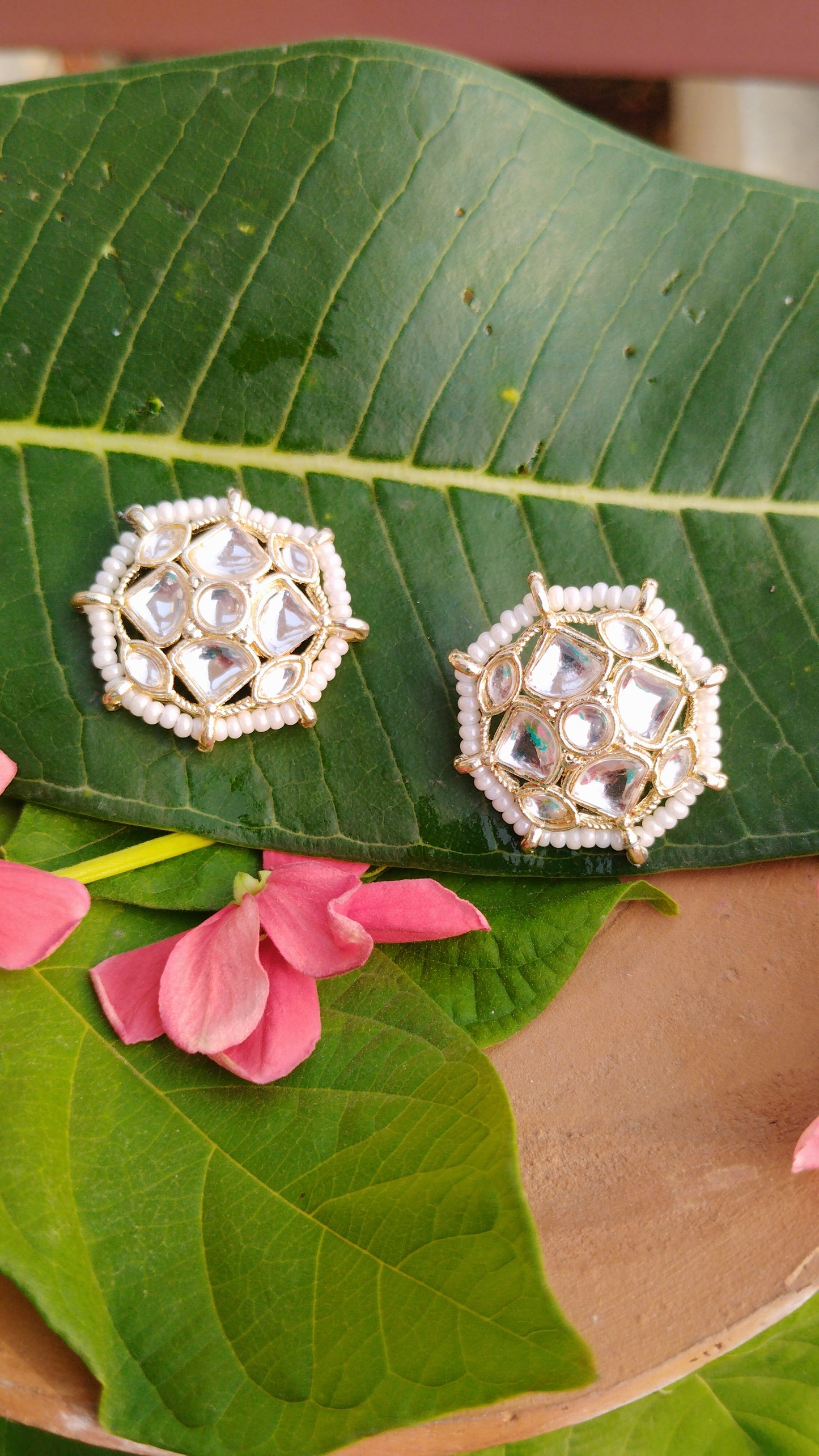 Mini Mandala Kundan Stud Earrings