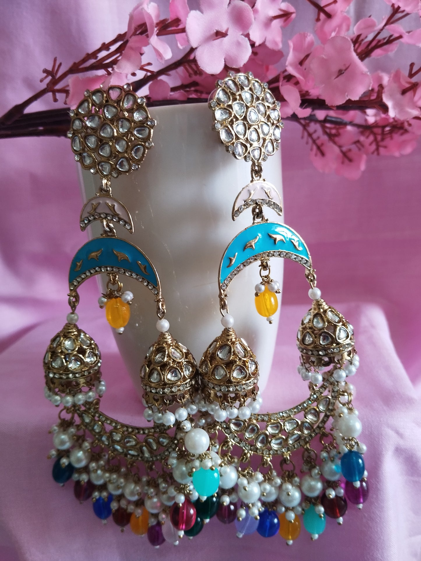 Navya Premium Chandbali Earrings - Multi