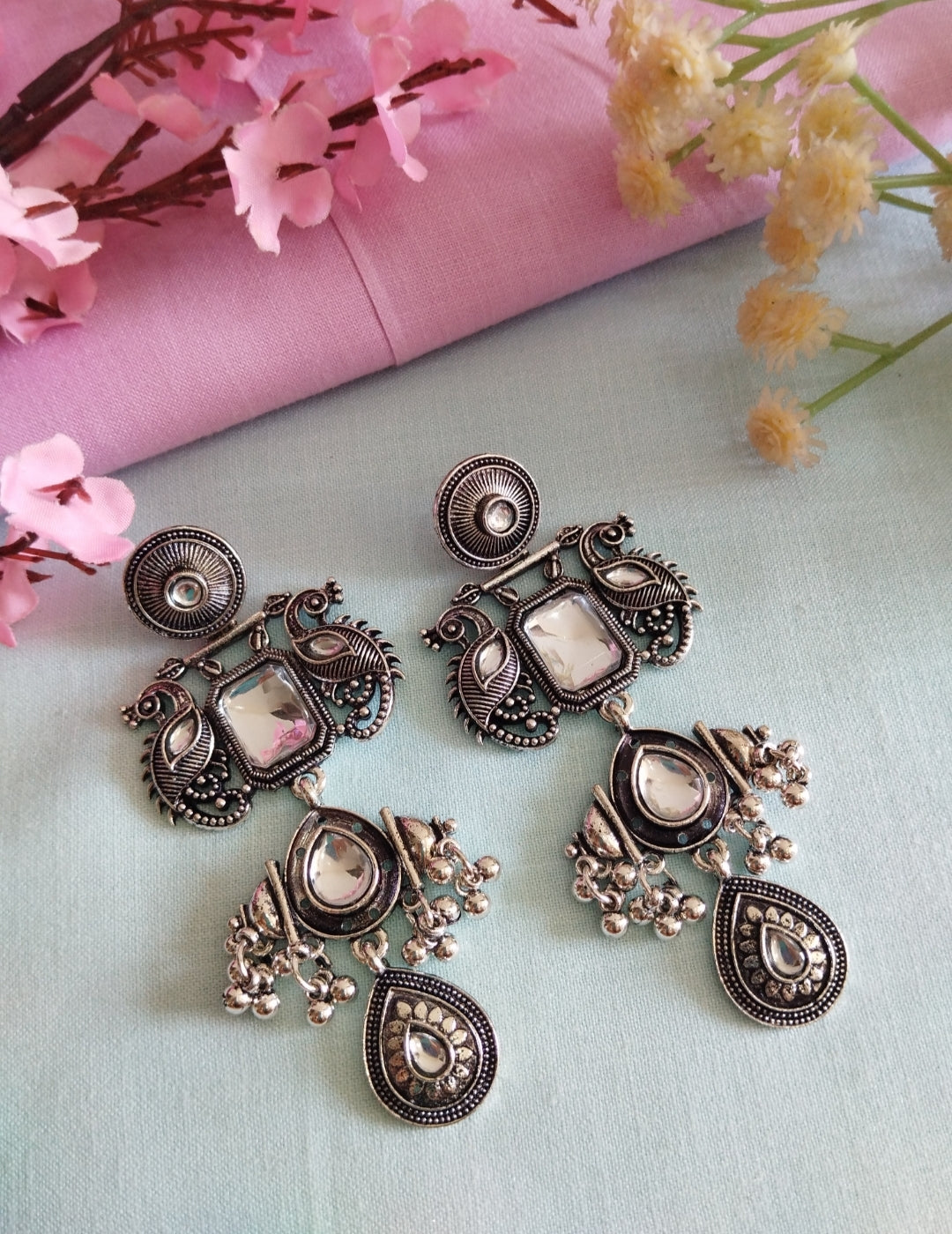 Oxidised Mona Chandbali Earrings