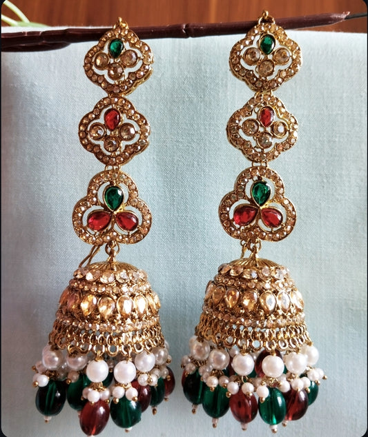 Ruchika Premium Kaanchain Jhumka with Maangteeka - Multi