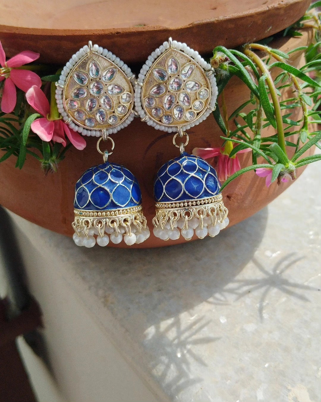 Jhumka Jingle Earrings - Dark Blue