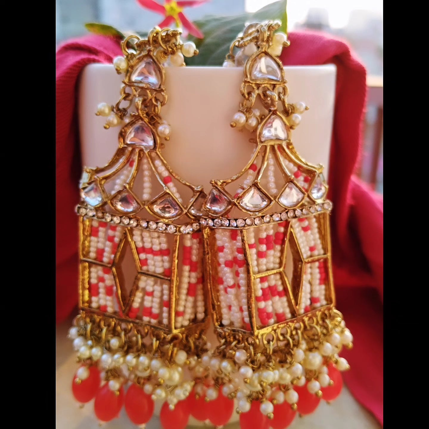 Palki Premium Jhumka - Red