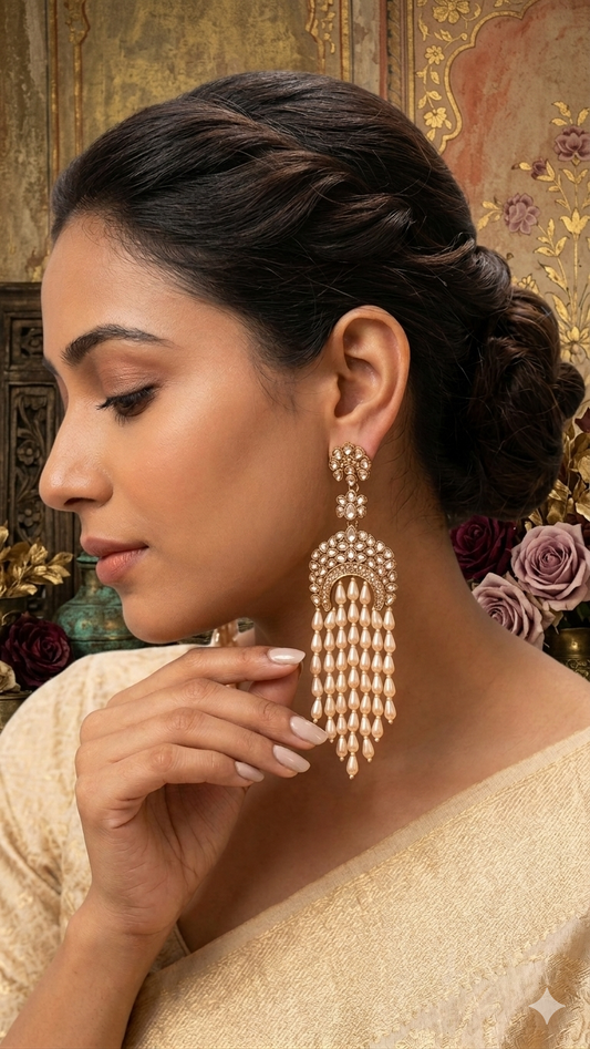 Sonali Pearl Dangler Earrings - white