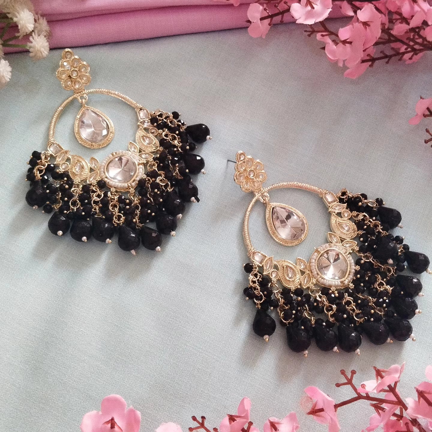 Juhi Chandbali Earrings - Black