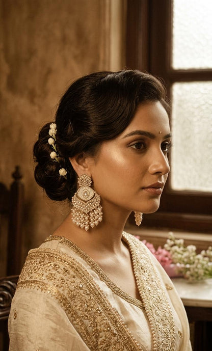 Samaira Chandbali Earrings - White
