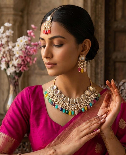 Yashi Kundan Pearl Necklace - Multi