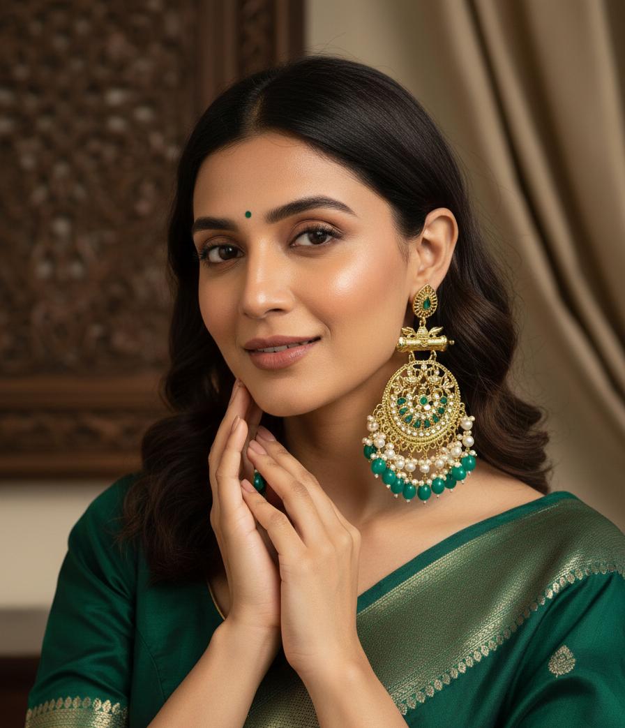 Meenakshi Chandbali - Dark Green