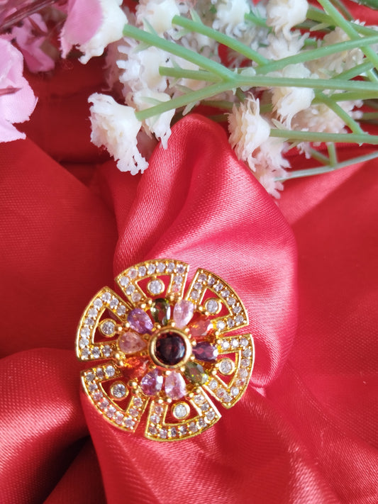 Vanya AD Work & Stone Adjustable Ring