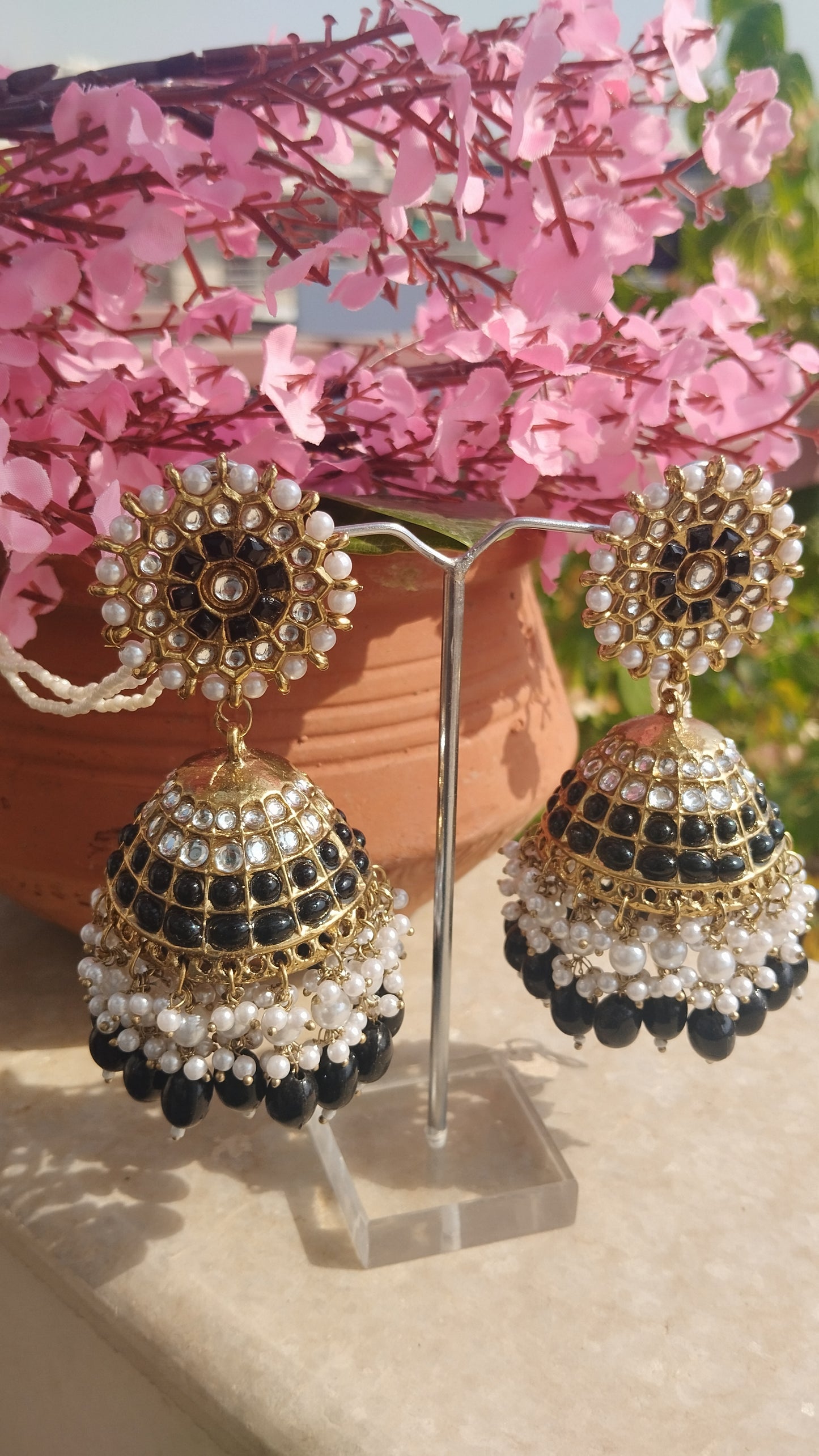Jhoomar Pearl Jhumka- Black