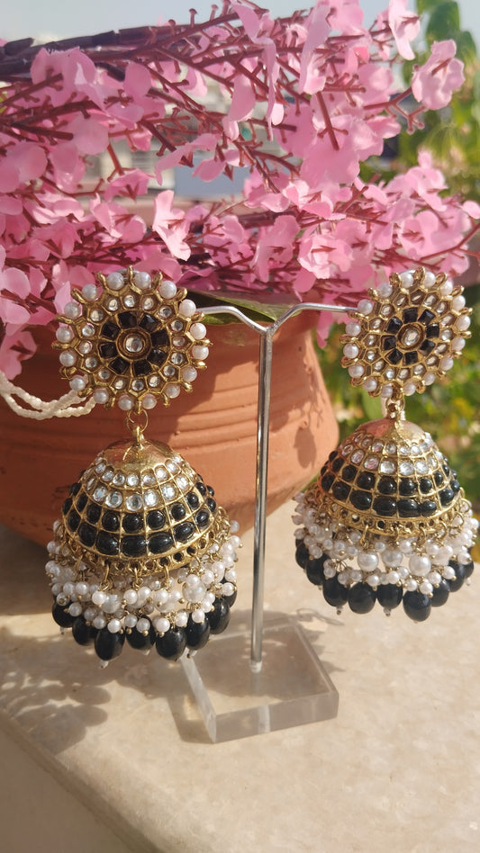 Jhoomar Pearl Jhumka- Black