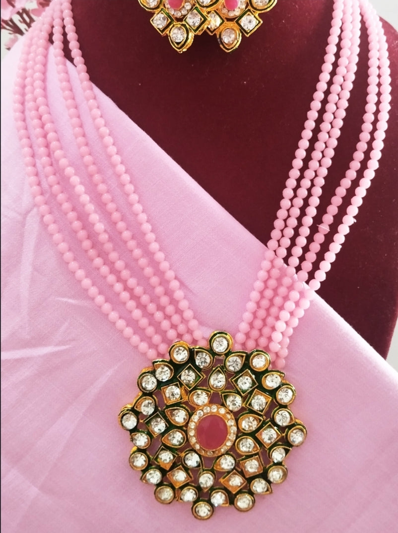Riya Premium Necklace - Pink