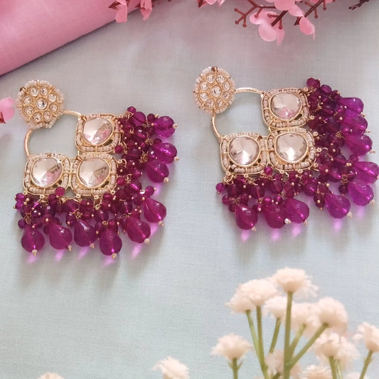 Ayesha Chandbali Earrings - Purple