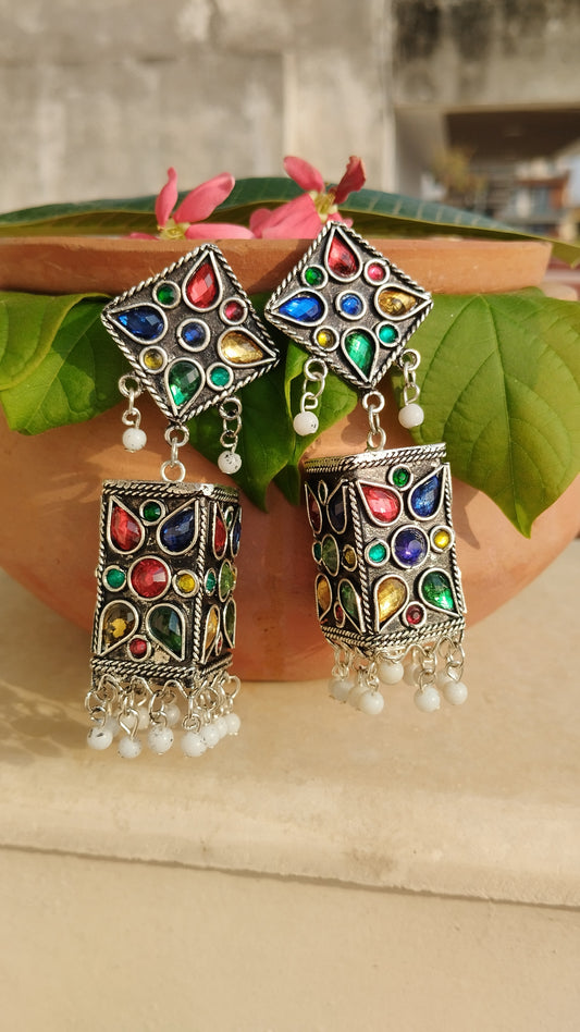 Oxidised Kanika Jhumka