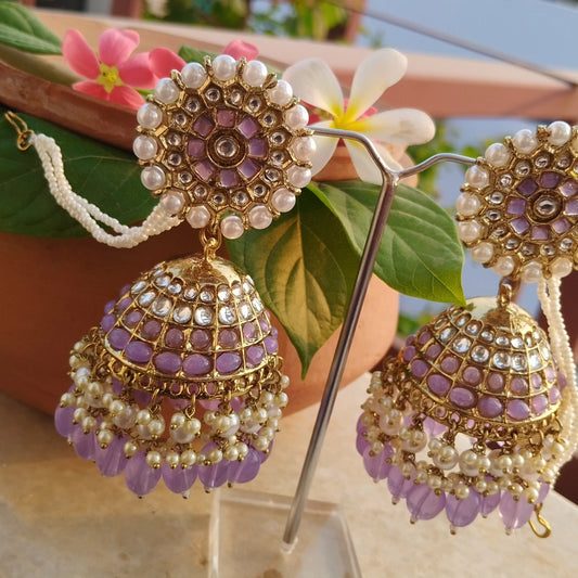 Jhoomar Pearl Jhumka- Lavender