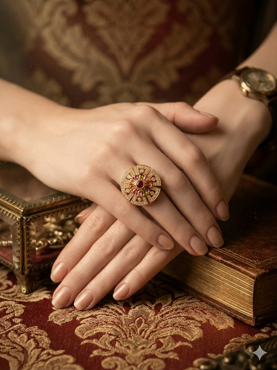 Vanya AD Work & Stone Adjustable Ring