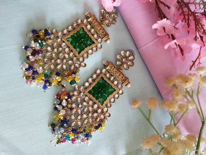Meera Chandbali Earrings - Green