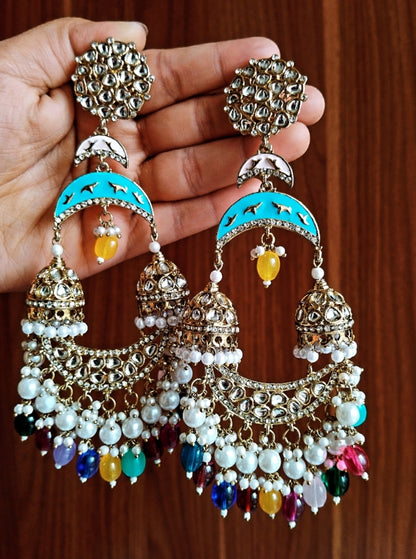 Navya Premium Chandbali Earrings - Multi