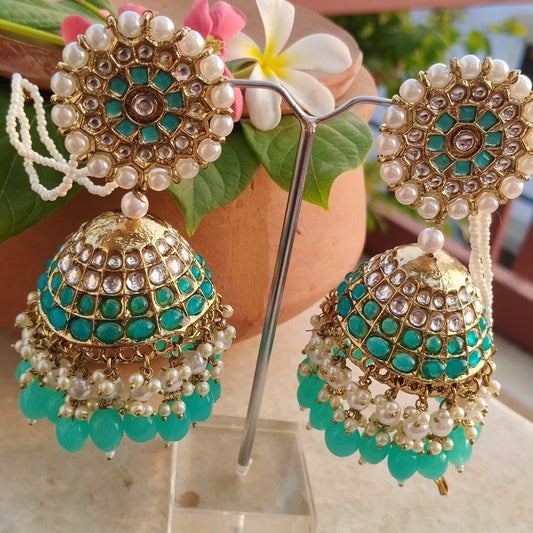 Jhoomar Pearl Jhumka- Sea Blue