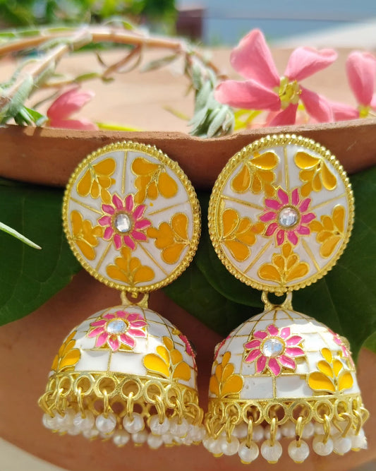 Aabru Small Jhumka - Yellow