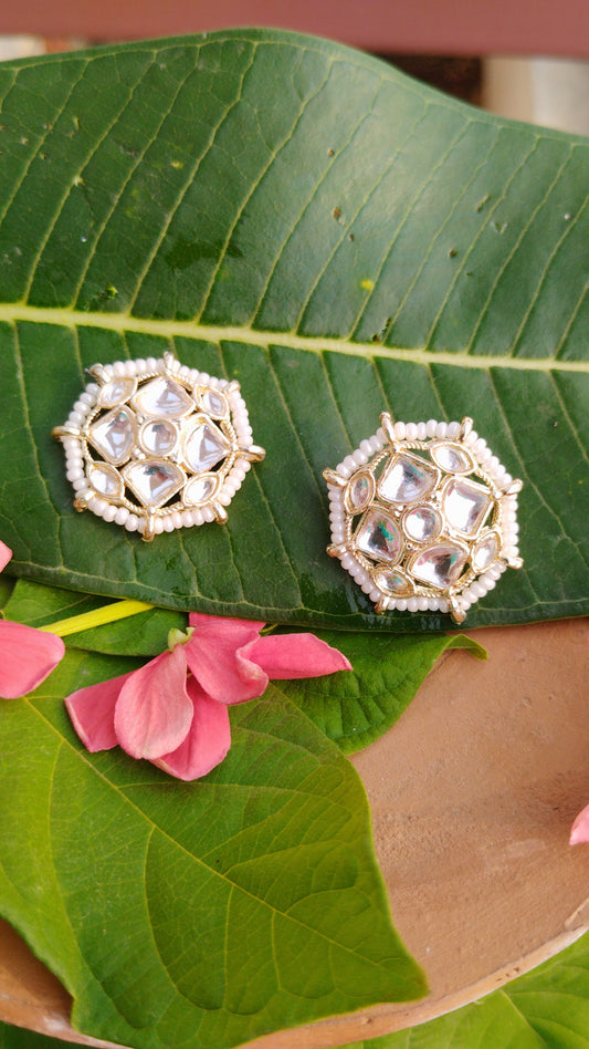 Mini Mandala Kundan Stud Earrings