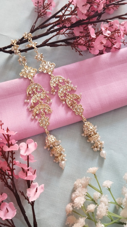 Ananya Kaanchain Pearl Dangler Earrings - White