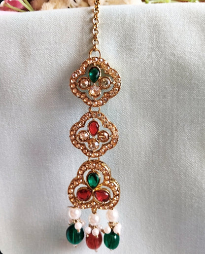 Ruchika Premium Kaanchain Jhumka with Maangteeka - Multi