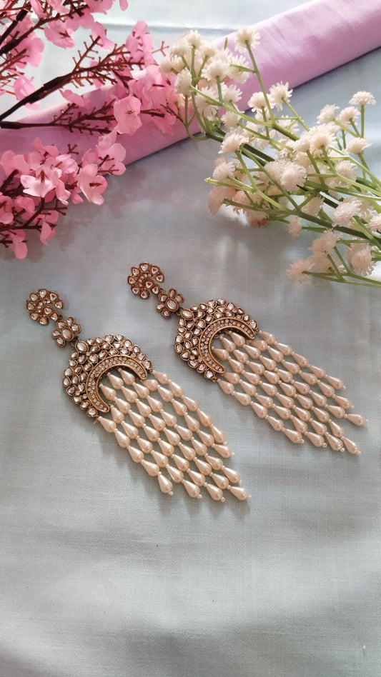 Sonali Pearl Dangler Earrings - white