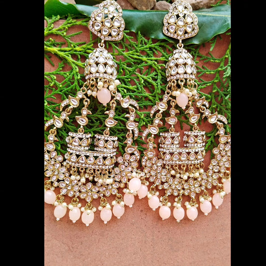 Bahubali Premium Chandbali Earrings - Skin Colour