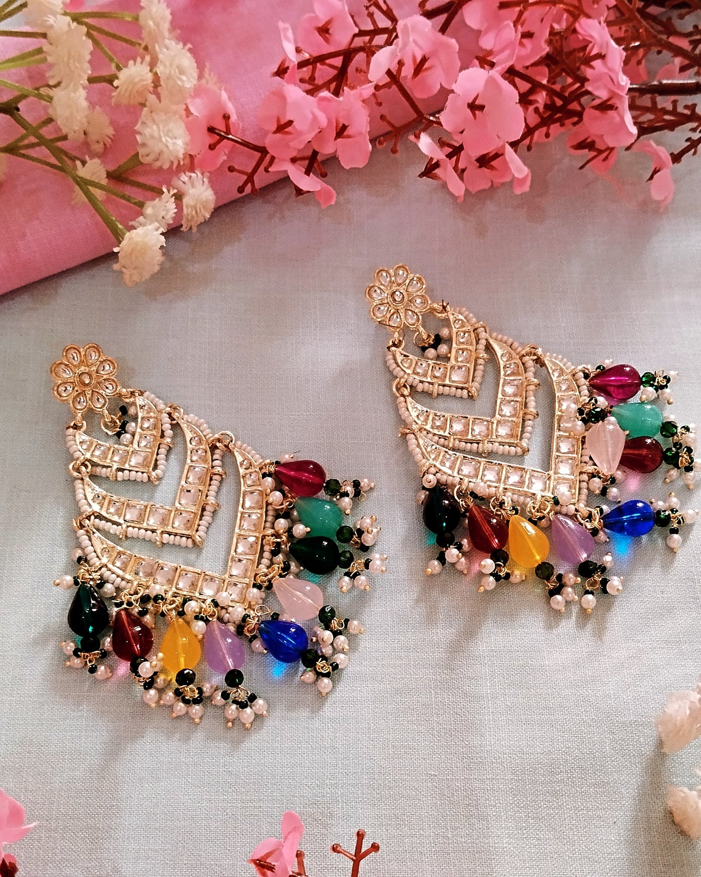 Bhavani Chandbali Earrings - Multicolour