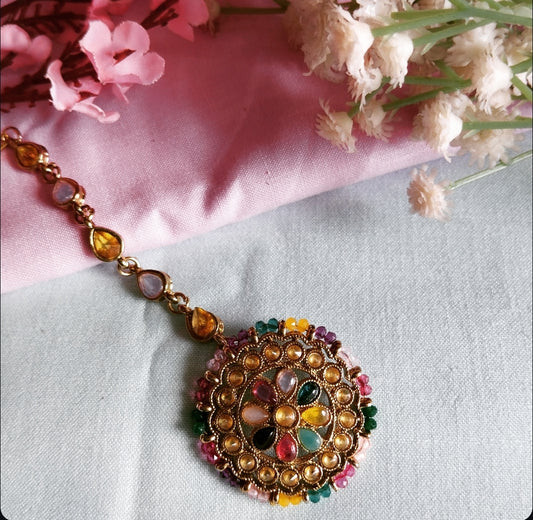 Aditi Kaanchain Earrings with Maangteeka - Multi