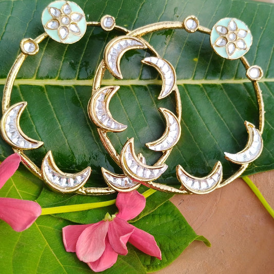 Sara Chandbali Stud Earrings - Sea Green