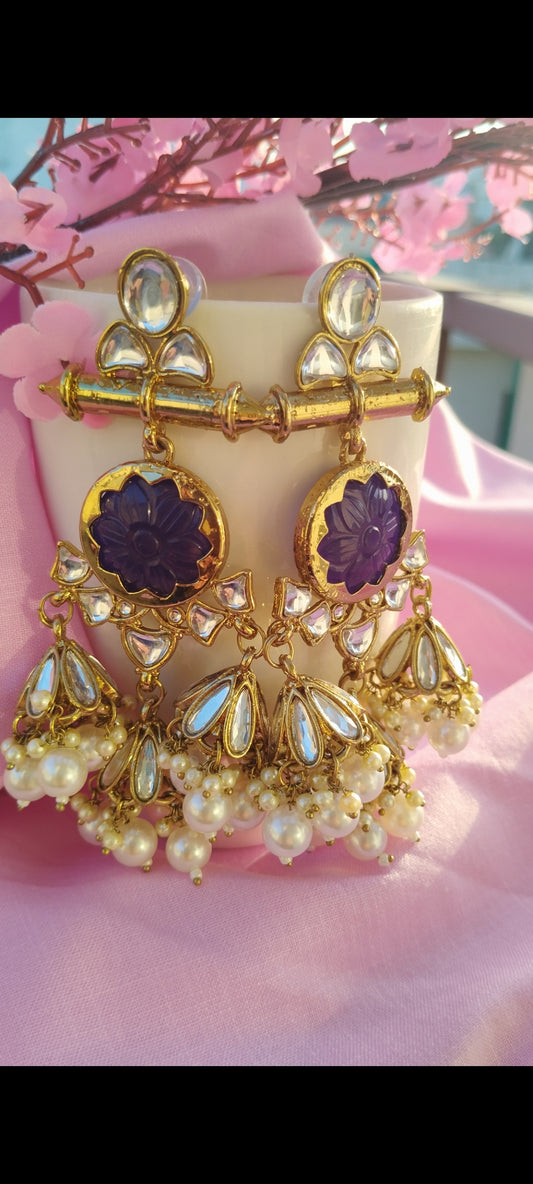 Sayani Premium Chandbali Earrings - Dark Blue