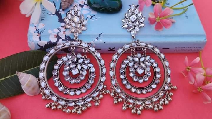Oxidised Piya Mirror Chandbali