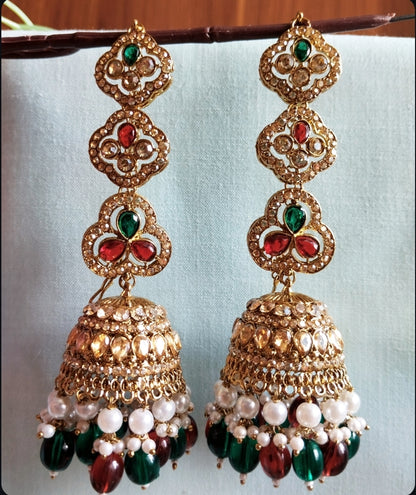 Ruchika Premium Kaanchain Jhumka with Maangteeka - Multi