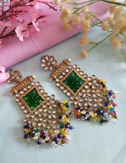 Meera Chandbali Earrings - Green