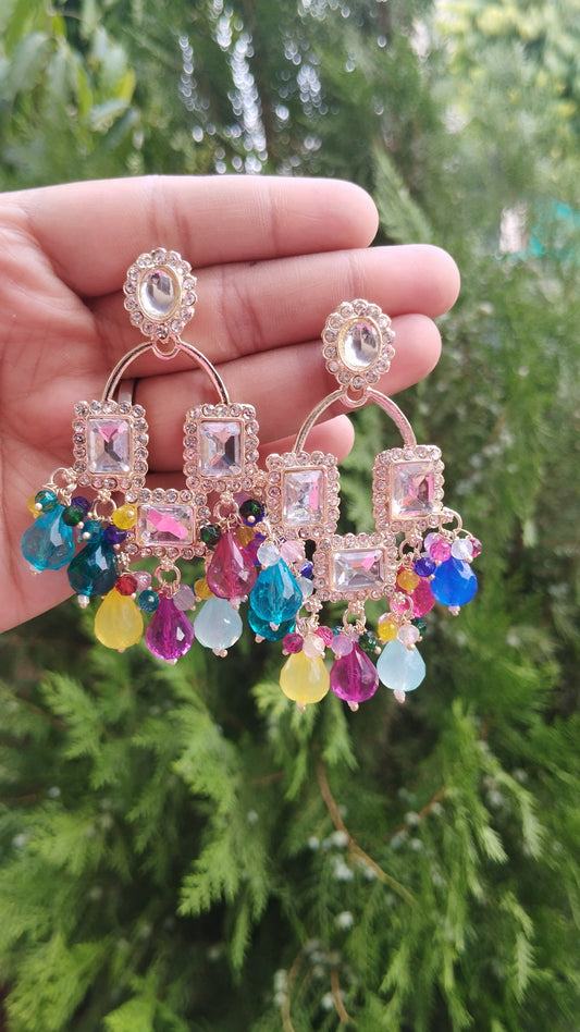 Mini Ayesha Chandbali Earrings - Multi