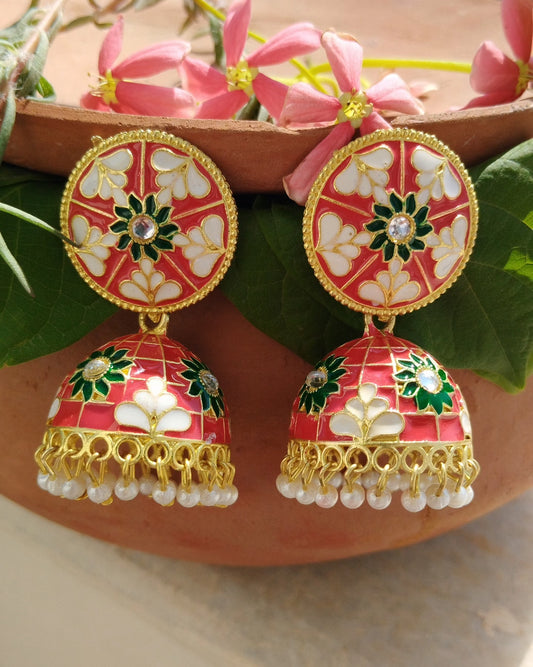 Aabru Small Jhumka - Red