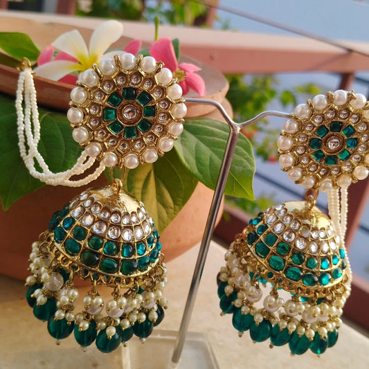 Jhoomar Pearl Jhumka- Green