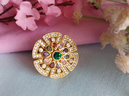 Vanya AD Work & Stone Cut Adjustable Ring