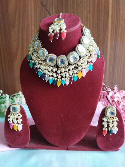 Yashi Kundan Pearl Necklace - Multi