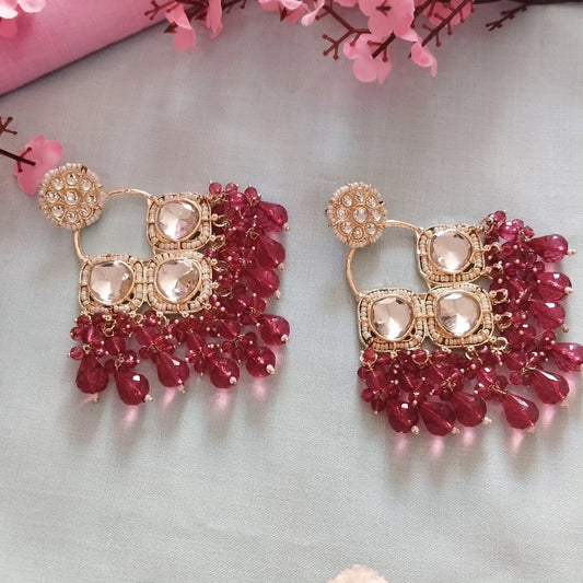 Ayesha Chandbali Earrings - Maroon