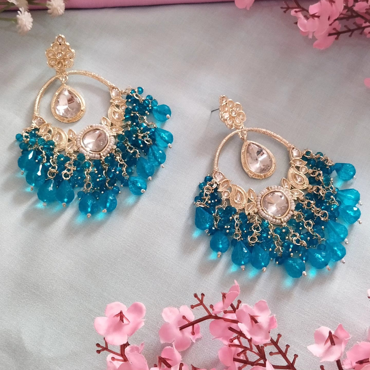 Juhi Chandbali Earrings - Blue