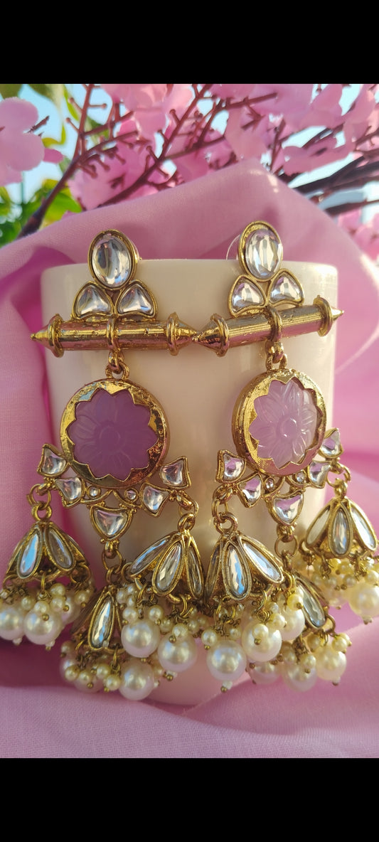 Sayani Premium Chandbali Earrings - Lavender