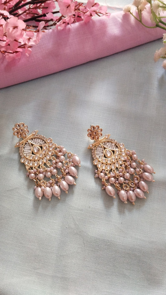 Nyra Pearl Kundan Chandbali Earrings - White