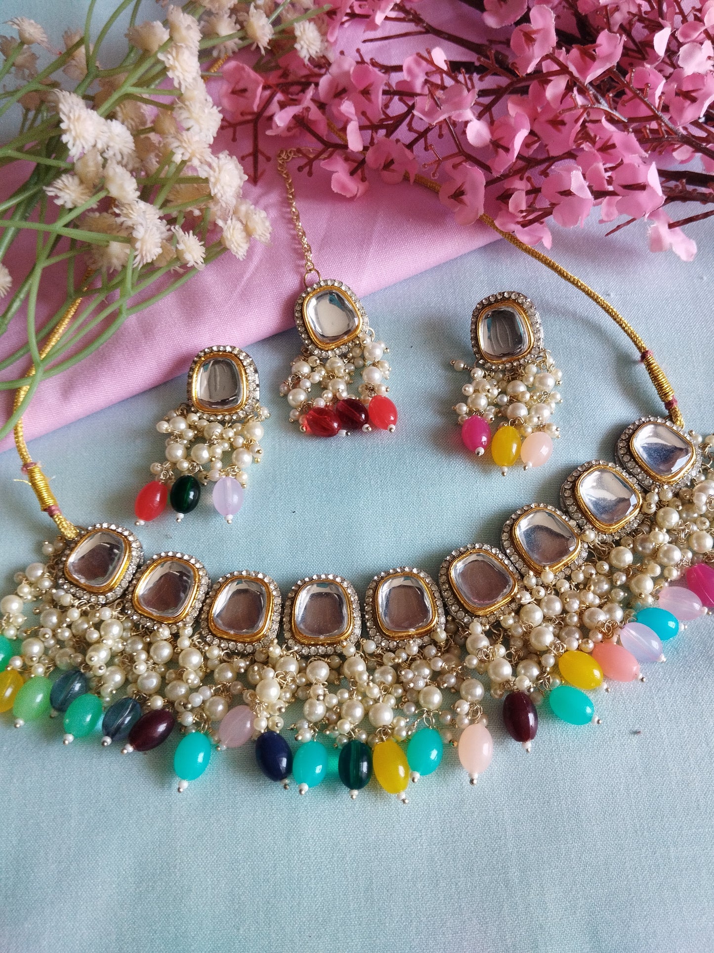 Yashi Kundan Pearl Necklace - Multi