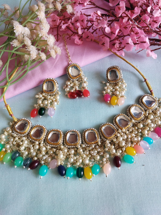 Yashi Kundan Pearl Necklace - Multi